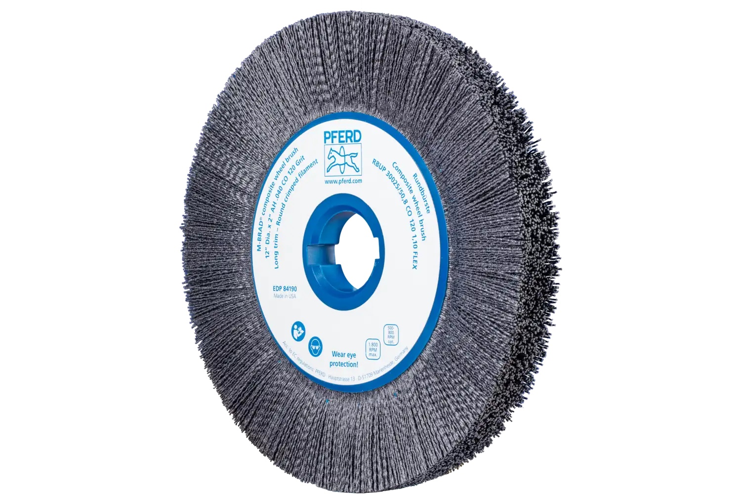 Picture of Pferd M-BRAD® Composite Wheel Brush 12" Dia. .040/120 Grit CO 2" Keyed Arbor